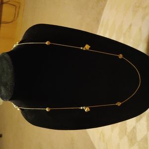 Women's Gold-toned 28" Hearts, Faux Pearls, and Twisty Balls Necklace